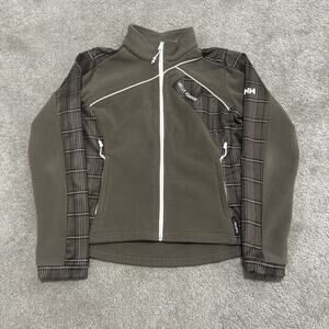 Helly Hansen Fleece Embroidered Jacket Women Plaid Sleeve Full Zip Polartec